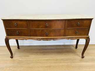 Lote #120 - Cajonera francesa con seis cajones y tapa superior de mármol biselado - 155x47x87cm