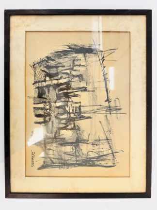 Lote #041 - Tinta sobre papel, Denry Torres firmado abajo a la derecha - 42x31cm - 53x42cm