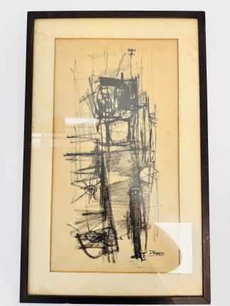 Lote #042 - Tinta sobre papel, Denry Torres firmado abajo a la derecha - 27x50cm - 38x61cm