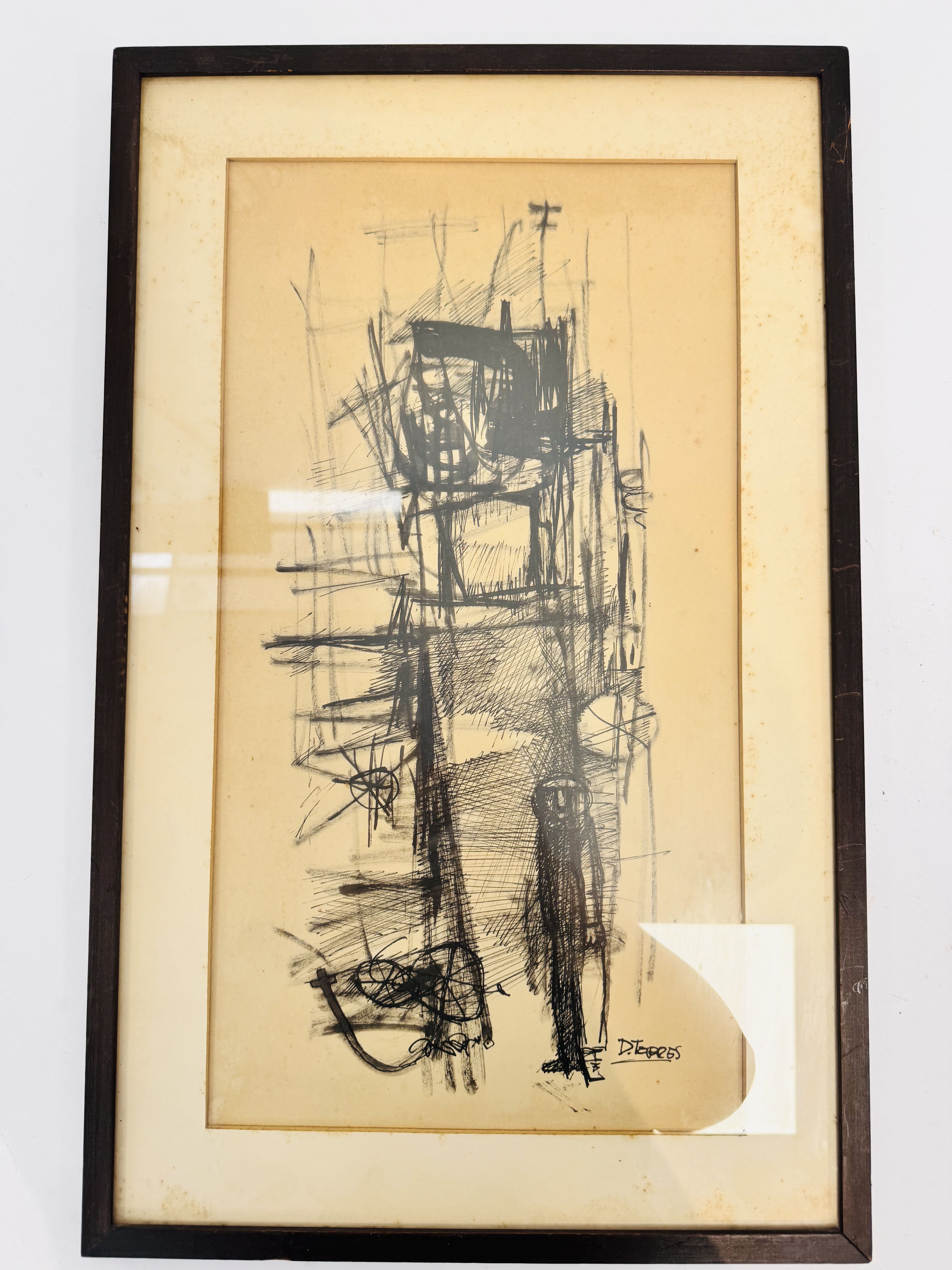 Lote #042 - Tinta sobre papel, Denry Torres firmado abajo a la derecha - 27x50cm - 38x61cm