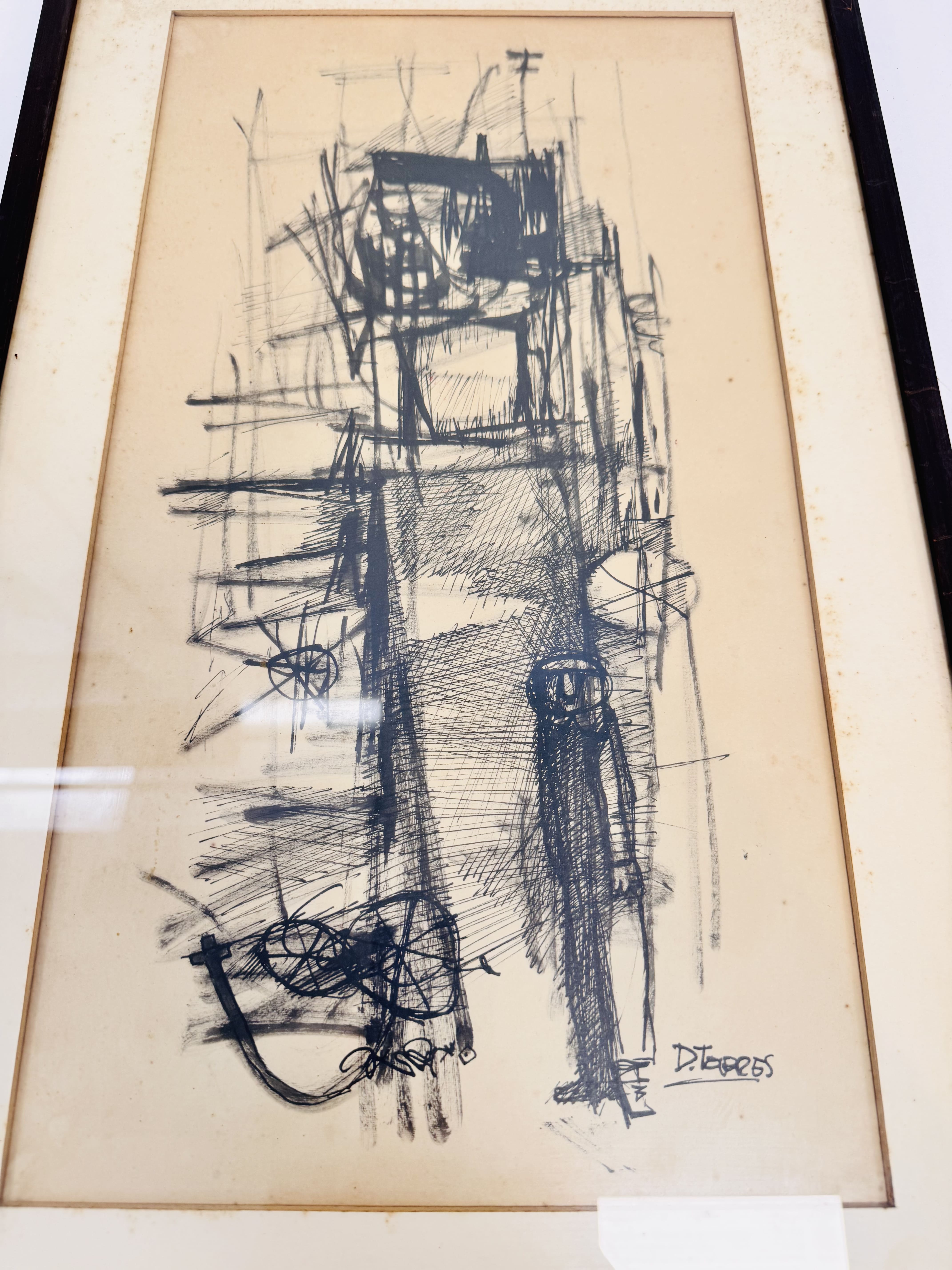 Lote #042 - Tinta sobre papel, Denry Torres firmado abajo a la derecha - 27x50cm - 38x61cm - Imagen 2