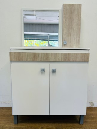 Lote #098 - Mueble con bacha más espejo con botiquín - 80x35x84cm, espejo = 73x50cm
