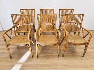 Lote #049 - Seis sillas en caña y rattan marca Sika Design de origen indonés