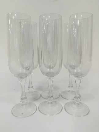 Lote #017 - Seis copas flauta de cristal - 22,5cm