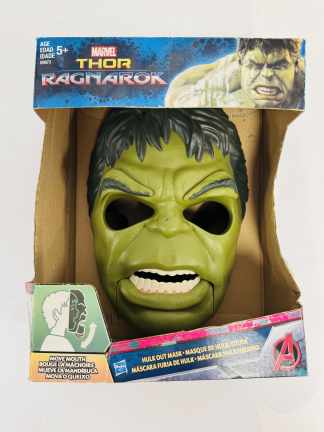 Lote #023 - Máscara de Hulk Ragnarok Marvel con movimiento de boca y cejas - en su caja original - 18x23cm