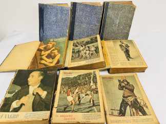 Lote #076 - Colección de revistas deportivas "El Gráfico" encuadernadas - años 40s - más de 100 revistas