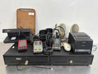 Lote #127 - Dos cajones de dinero en chapa + Ticketera ¨Citizen¨+ 2 lectores de códigos + otros