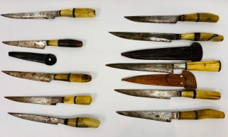 Lote #049 - Diez cuchillos con mango de hueso - de 23 a 31cm con mango incluido