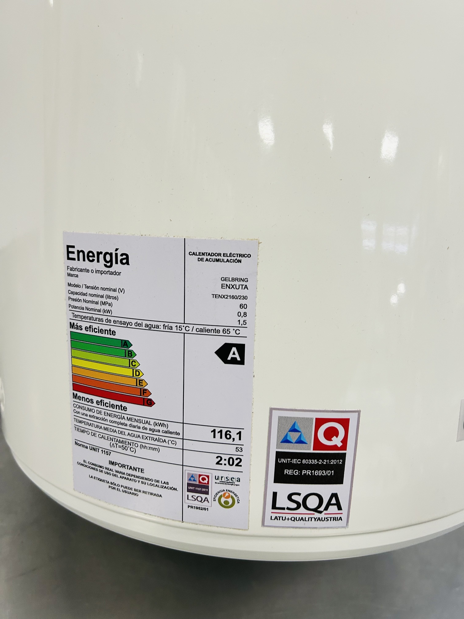 Lote #069 - Termo tanque de acero Enxuta 60L Mod: TENX2160 - Imagen 2