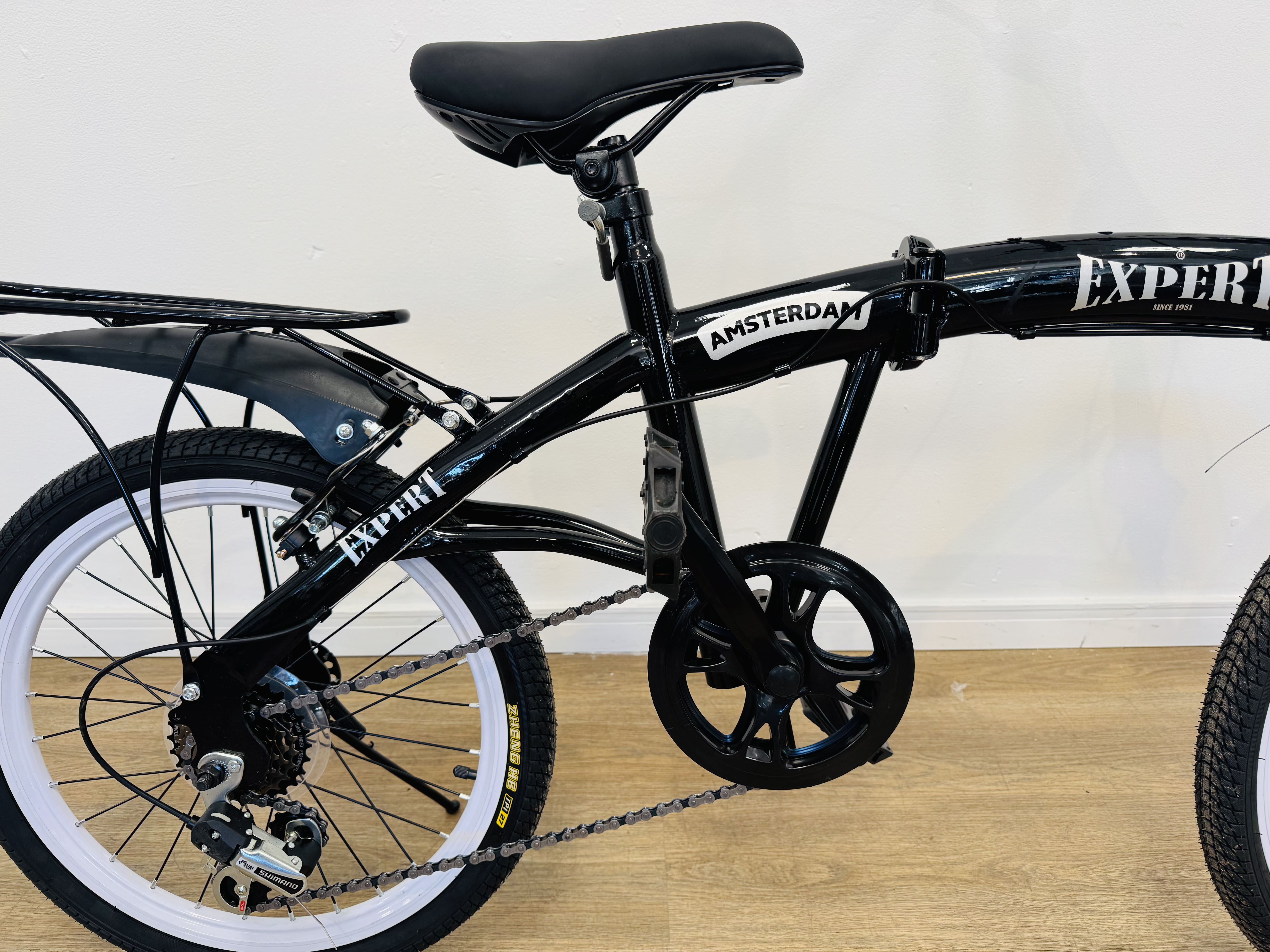 Lote #005 - Bicicleta Expert Amsterdam plegable rodado 20, con cambios - necesita ajuste en el freno delantero y tranca de pliego - Imagen 5