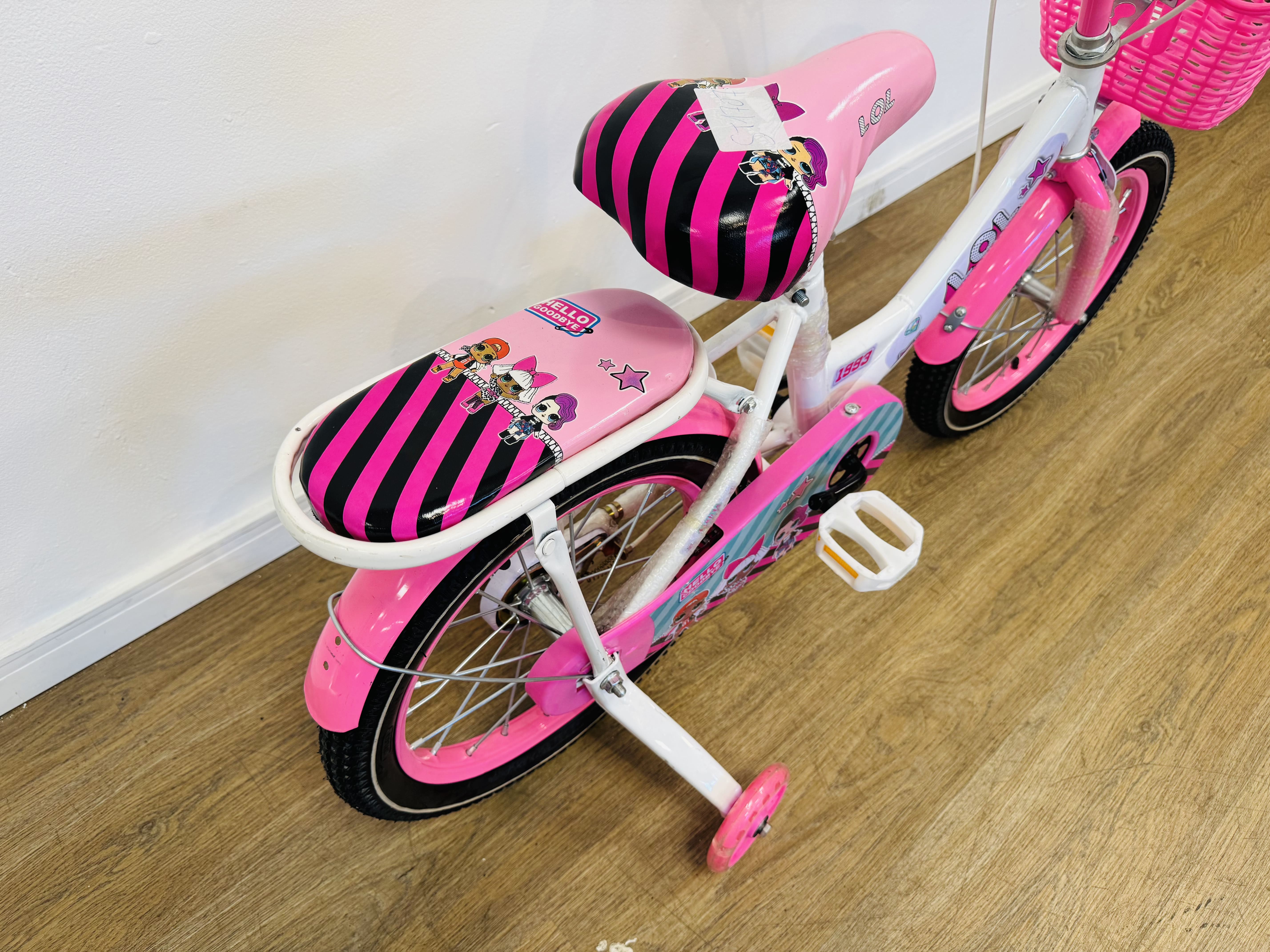 Lote #009 - Bicicleta infantil LOL rodado surprice rodado 16 con canasto y rueditas - Imagen 2