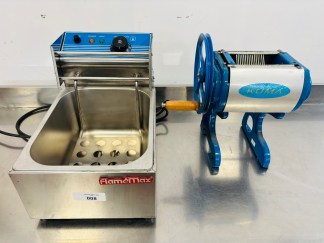 Lote #008 - Fritador eléctrico de 1 servicio (sin canasto) + tiernizador de carnes manual (con faltante)