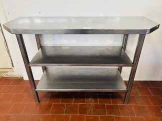 Lote #085 - Mesada en Ac/Inox de alto calibre con 2 estantes inferiores - 140x50x91cm