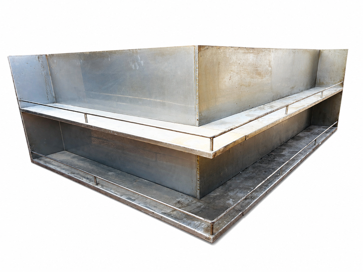Lote #101 - Gran estante esquinero doble en Ac/Inox de alto calibre - 145x200x72cm de altura (para limpiar)