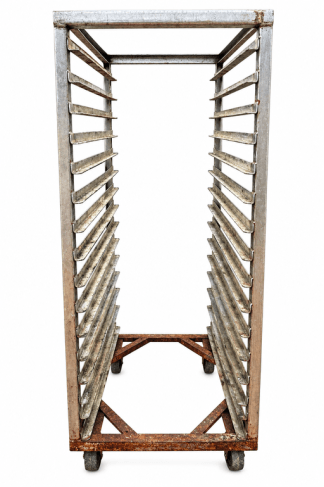Lote #100 - Gavillar rodante en Ac/Inox con base de hierro, capacidad de 16 bandejas - 67x86x174cm