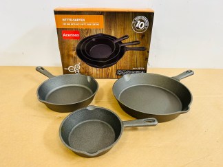 Lote #029 - Kit de tres sartenes de hierro ¨Acerinox¨ - 16-20-26cm