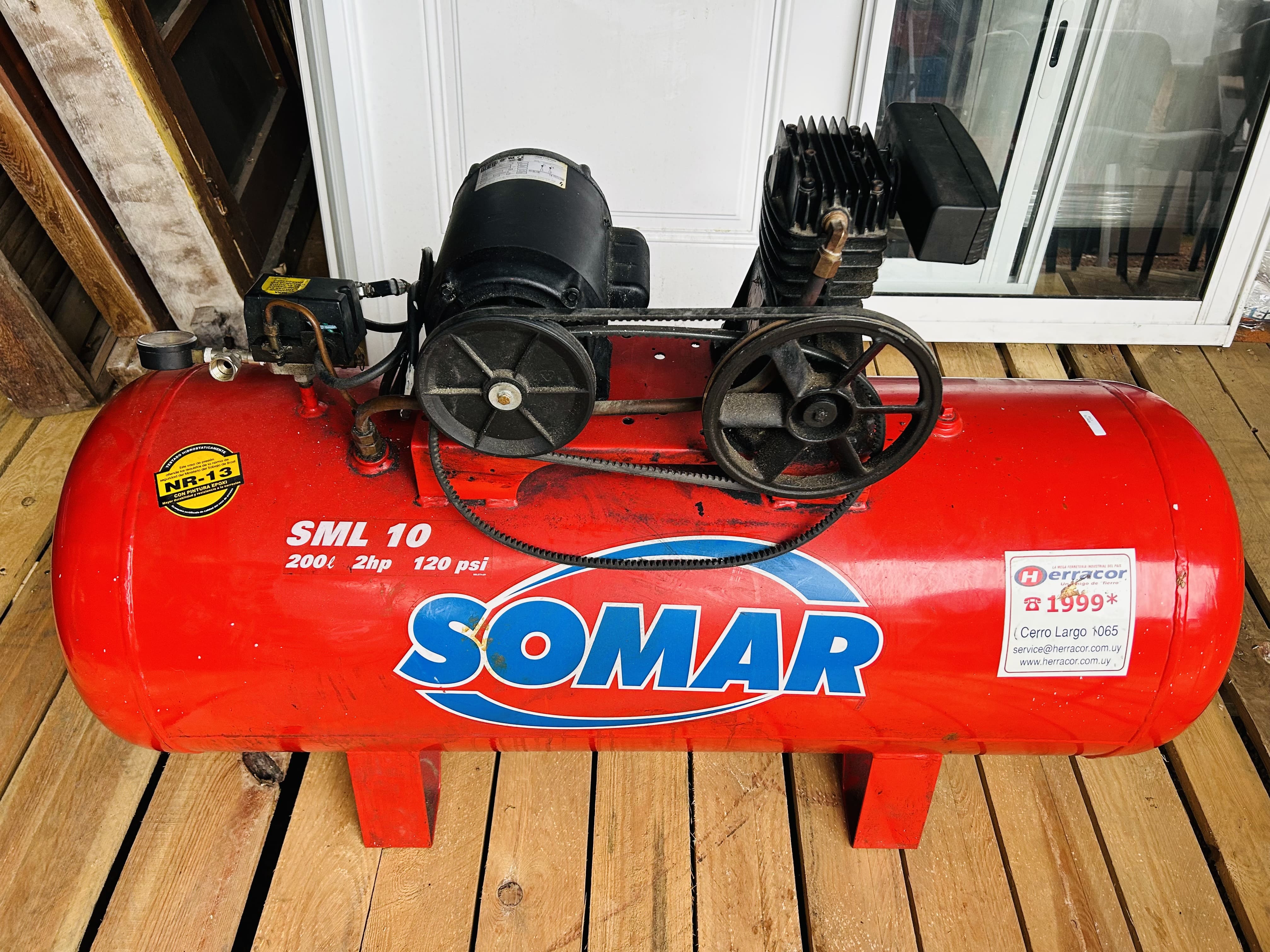 Lote #055 - Comprensor Somar - SML10 - 200L - 2HP - 120PSI - poco uso - Imagen 2