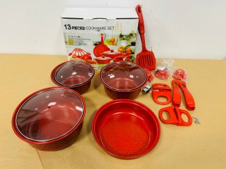 Lote #013 - Juego de batería 13 piezas Non-Stick - color rojo