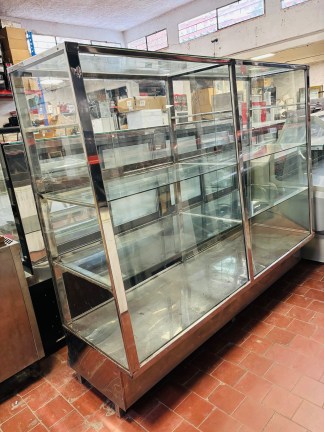 Lote #079 - Vitrina exhibidora en Ac/Inox y vidrio - 200x60x165cm