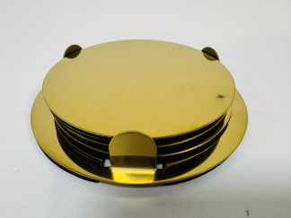 Lote #045 - Cuatro posavasos con porta posavasos - color bronce