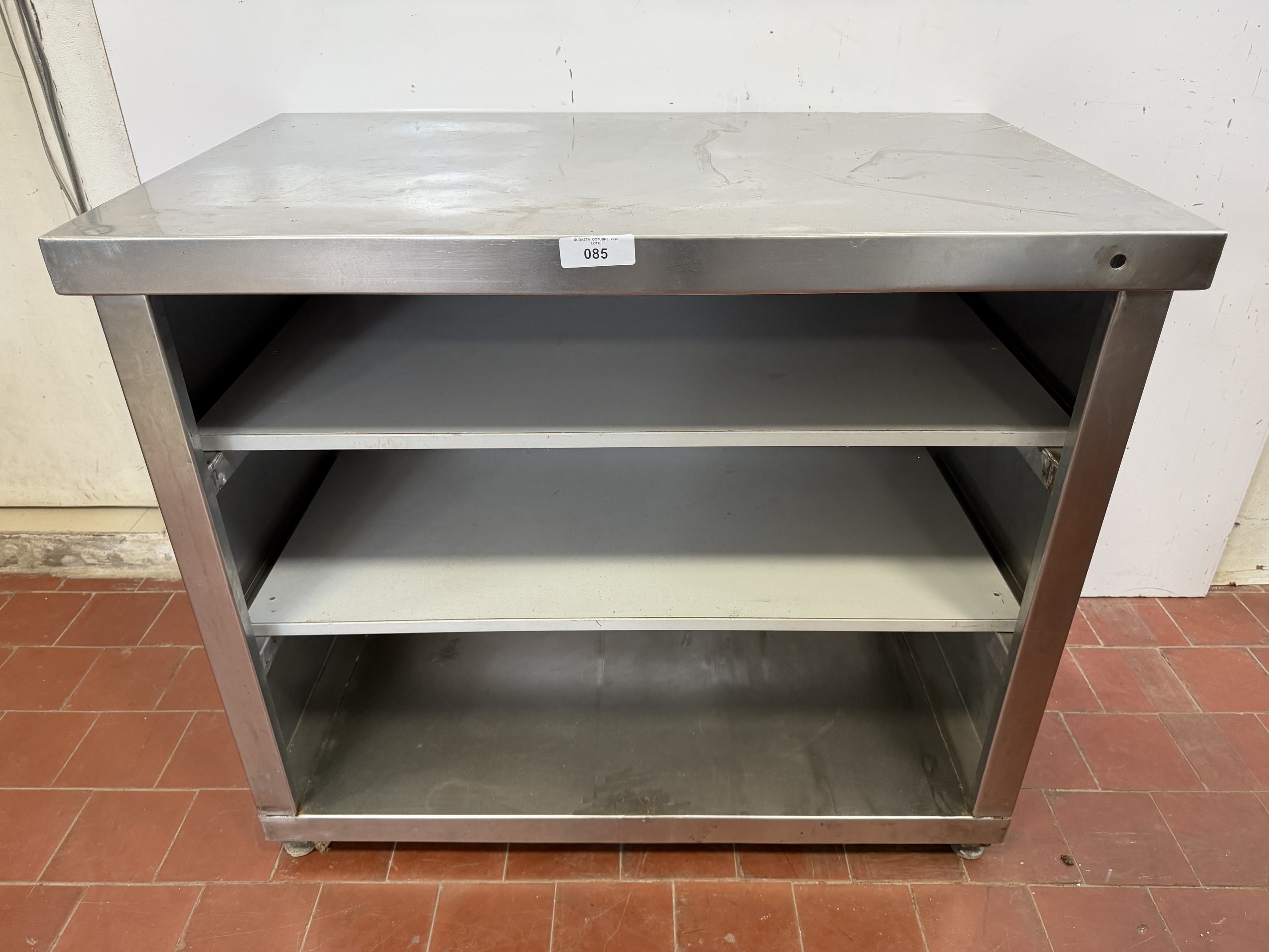 Mesada Auxiliar de Acero Inoxidable con Doble Estante